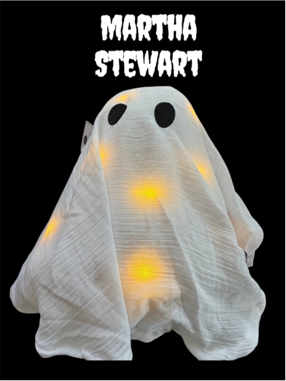Martha Stewart Halloween Gauze Ghost Pillow NWT Light Up Viral Spooky 15"x12"